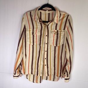 ANA A New Approach Striped Button-Up Shirt Size M